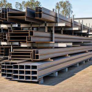 Structural steel beams, columns and hollow sections on storage racks